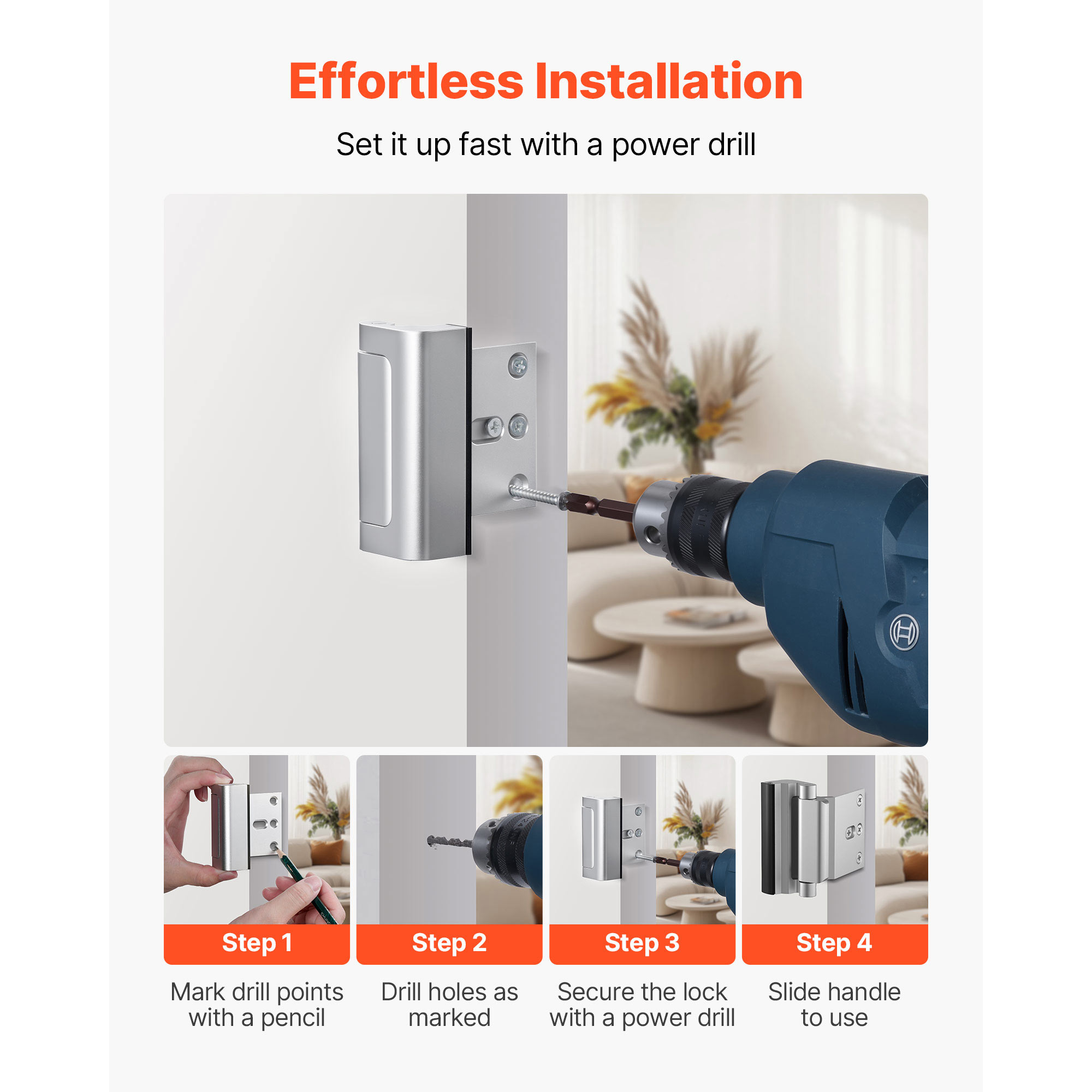 Door Reinforcement Lock Home Security Door Lock 2 Pack With 3 Inch Stop_voghion.com